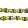 Blue & Yellow Matching Antique Oval Venetian Millefiori Beads #16611