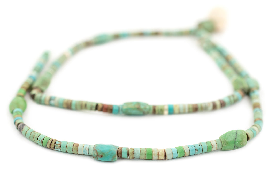 Vintage Afghan Turquoise Heishi Beads with Pendant