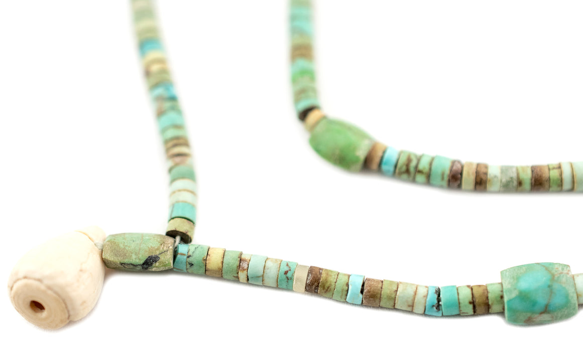 Vintage Afghan Turquoise Heishi Beads with Pendant