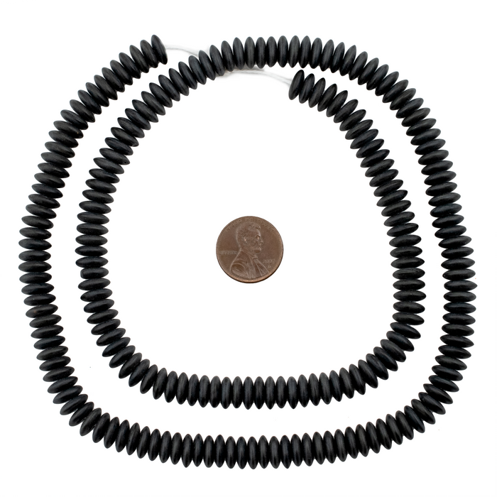 Matte Black Glass Saucer Beads (9mm) - The Bead Chest