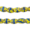 Blue & Yellow Matching Antique Oval Venetian Millefiori Beads #16612