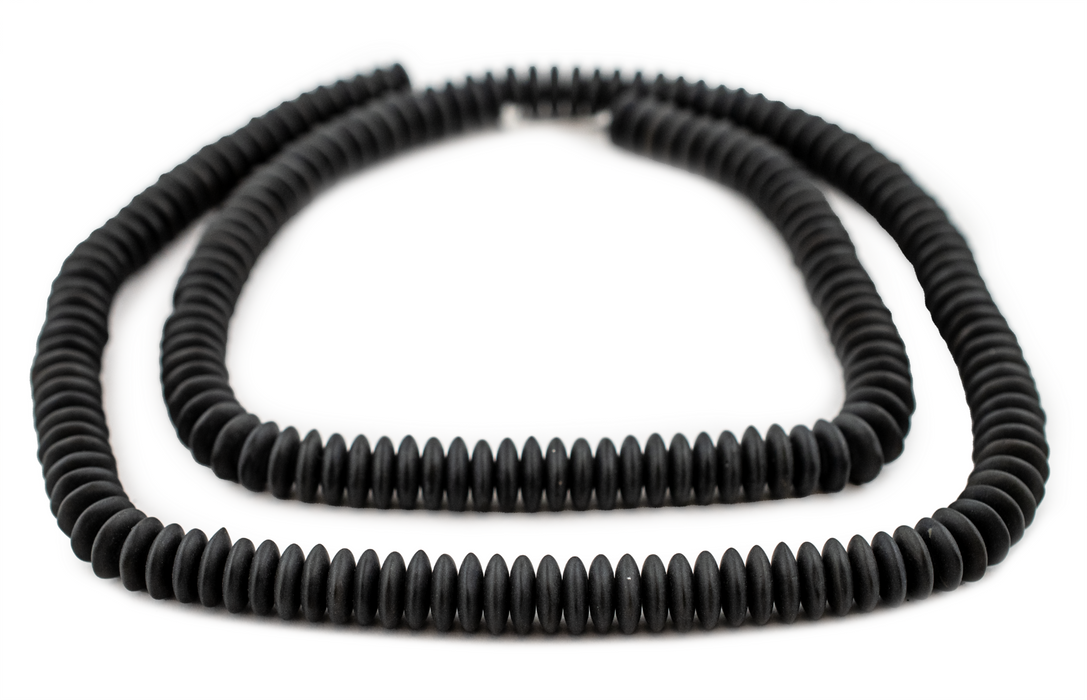 Matte Black Glass Saucer Beads (9mm) - The Bead Chest