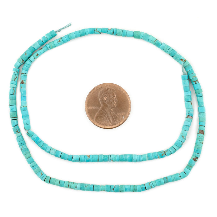 Bright Blue Afghan Turquoise Heishi Beads (3mm)
