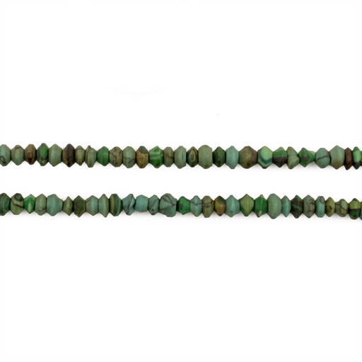Turquoise & Malachite Style Afghan Saucer Stone Beads (4mm) - The Bead Chest