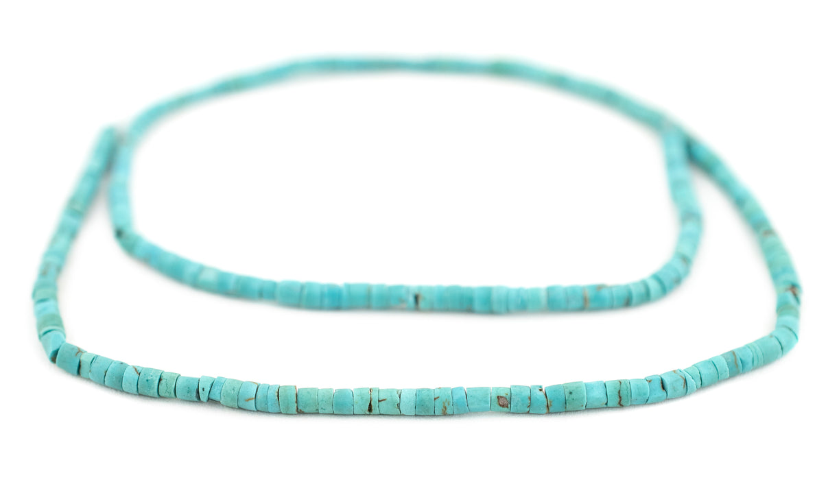 Bright Blue Afghan Turquoise Heishi Beads (3mm)