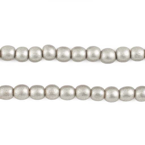 Antiqued Silver Round Natural Wood Beads (6mm)
