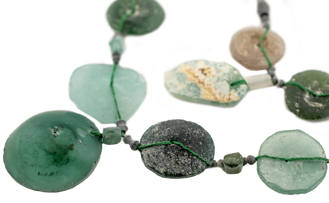 Jumbo Circular Disk Roman Glass Pendants