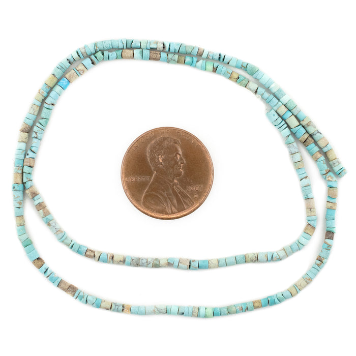 Blue Arizona Turquoise Heishi Beads (2mm)