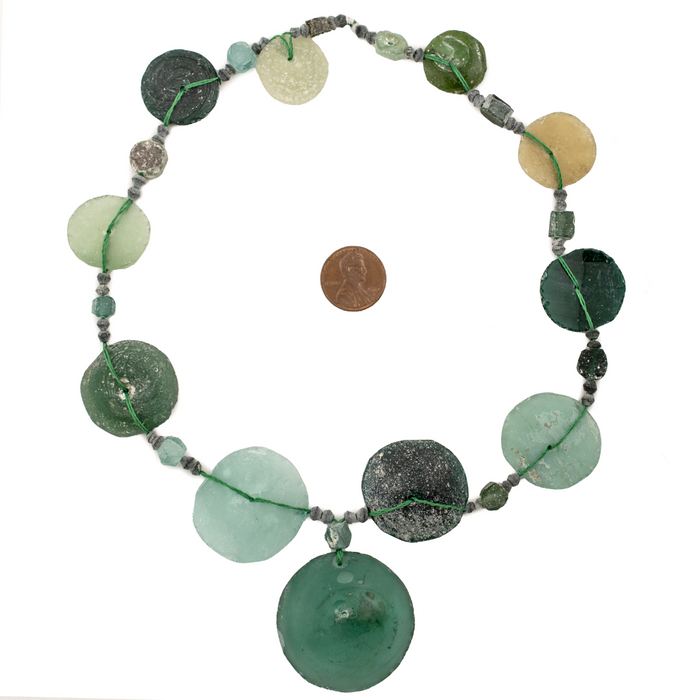 Jumbo Circular Disk Roman Glass Pendants