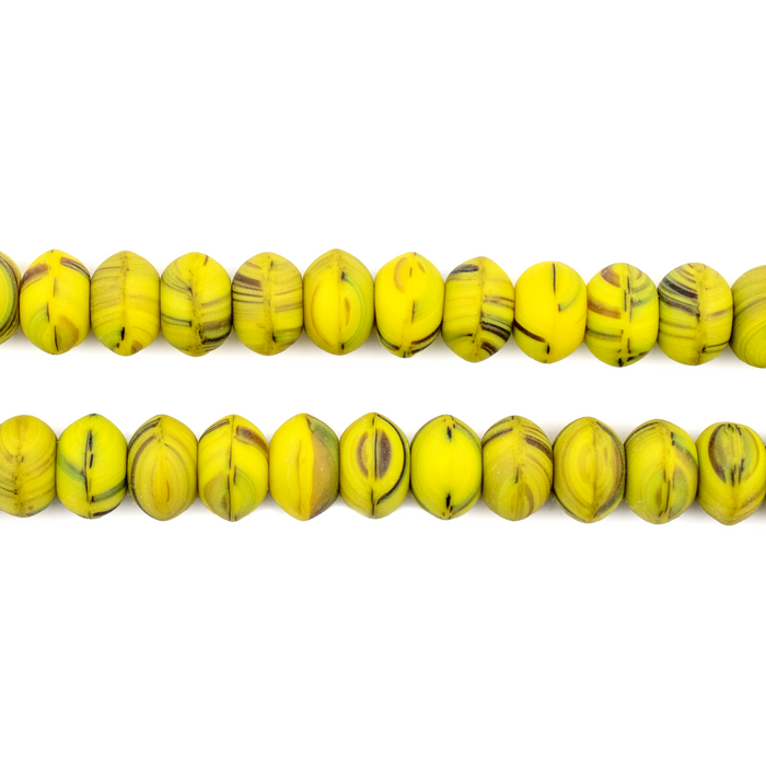 Yellow & Black Binta Banji Kakamba Beads (5x8mm) - The Bead Chest