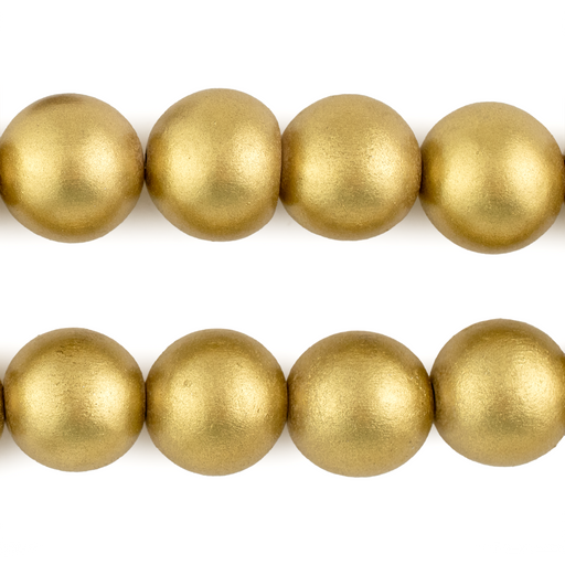 Yellow Gold Round Natural Wood Beads (16mm)