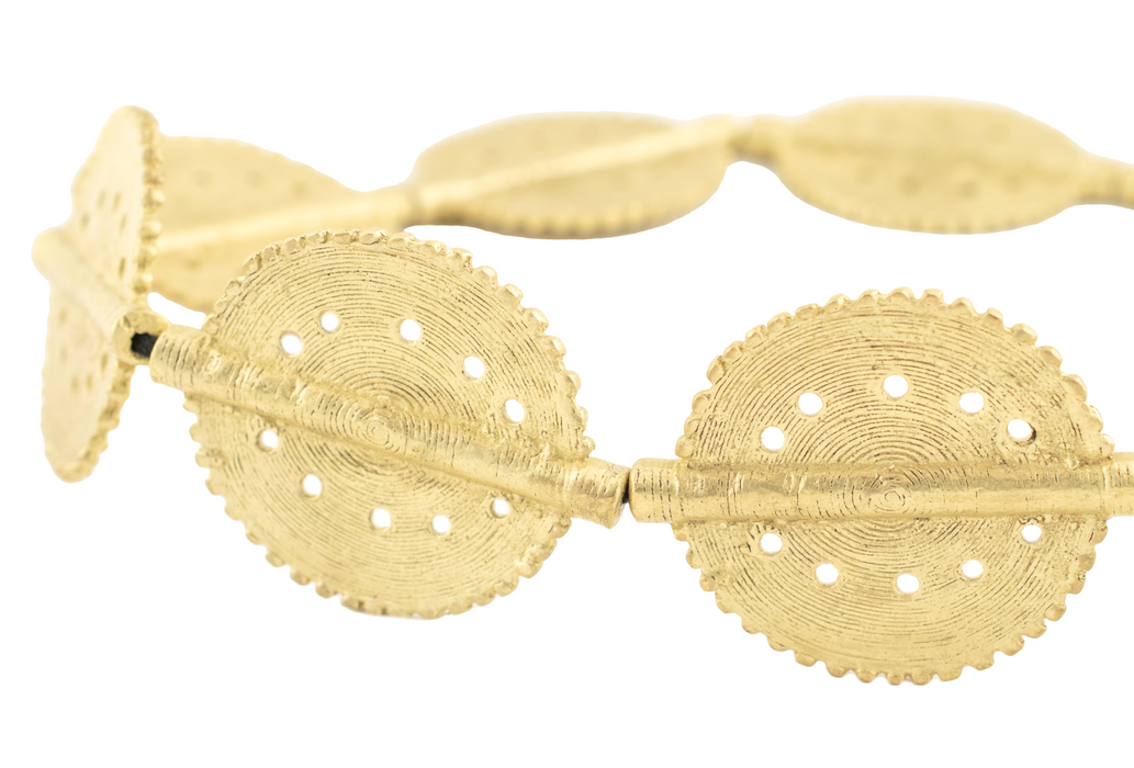 Matte Brass Sun Dotted Baule Beads (55x45mm)