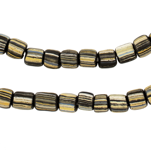 Vintage-Style Black Stripe Java Gooseberry Beads (6-9mm)