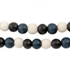 Black, White, and Blue Round Natural Wood Beads (8mm)
