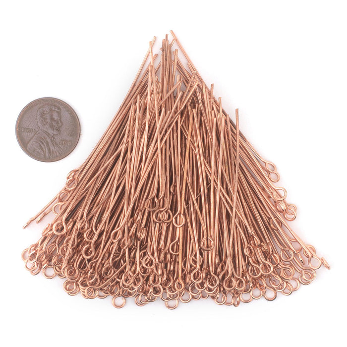 Copper 21 Gauge 2 Inch Eye Pins (Approx 500 pieces) - The Bead Chest