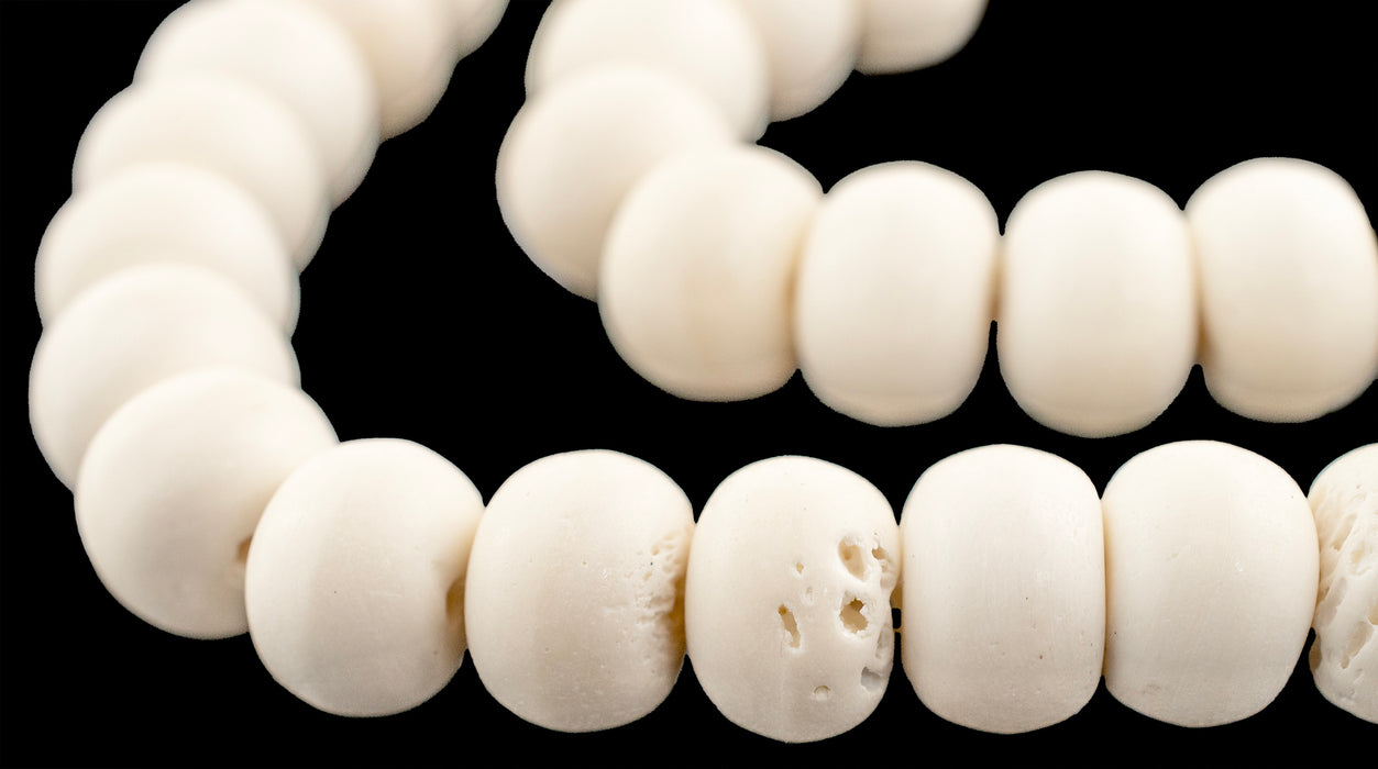 Round White Bone Beads (15mm) - The Bead Chest