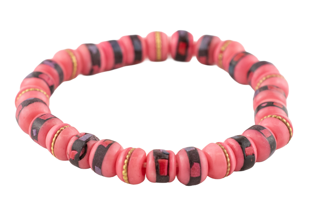 Neon Pink Nepal Mala Bracelet