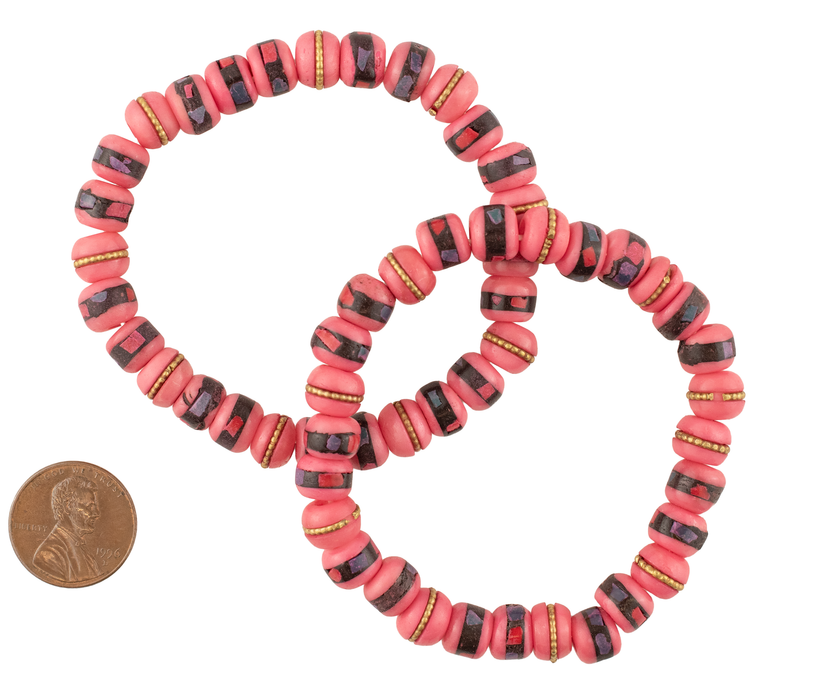 Neon Pink Nepal Mala Bracelet