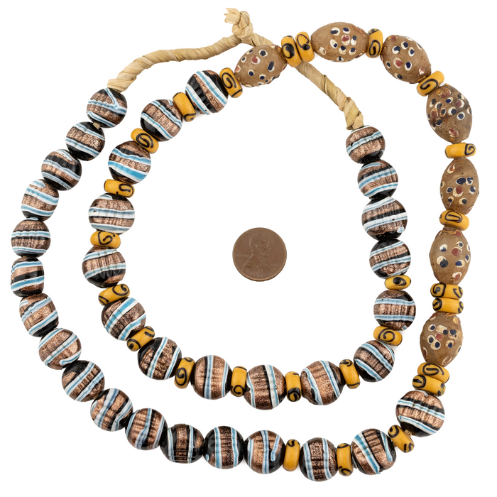 Rare French Ambassador and Gilded Fancy Venetian Trade Beads