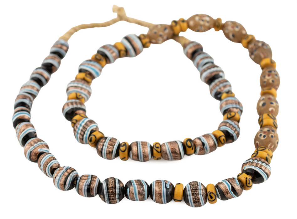 Rare French Ambassador and Gilded Fancy Venetian Trade Beads