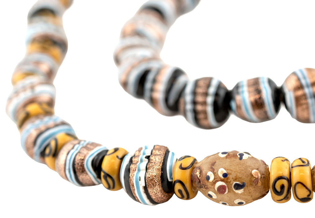 Rare French Ambassador and Gilded Fancy Venetian Trade Beads