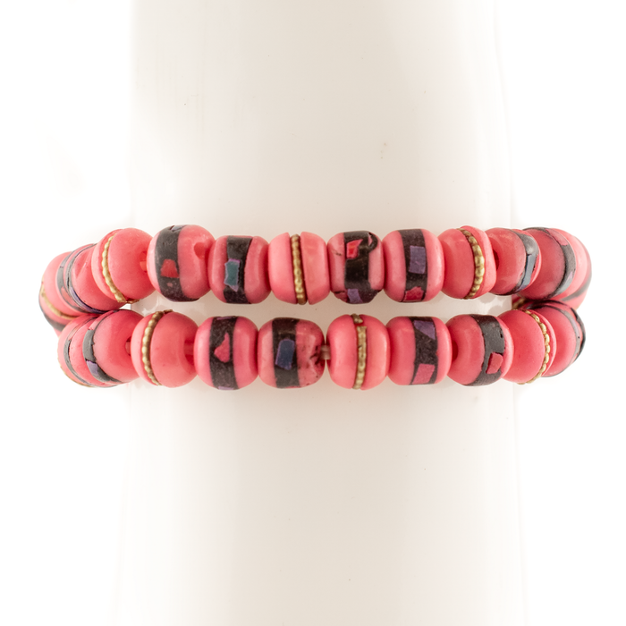 Neon Pink Nepal Mala Bracelet