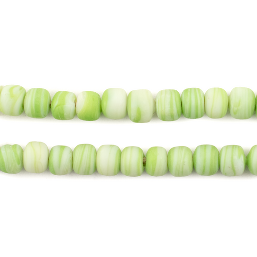 Lime Green & White Swirl Padre Beads (7mm) - The Bead Chest