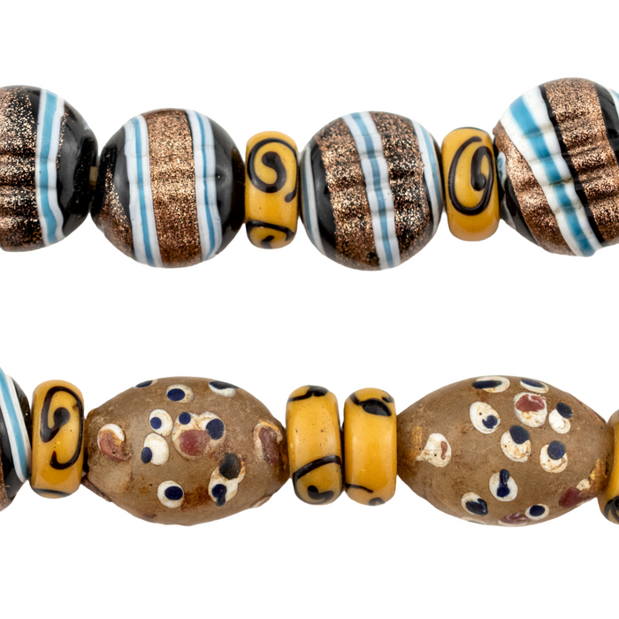 Rare French Ambassador and Gilded Fancy Venetian Trade Beads