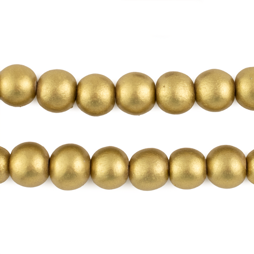Yellow Gold Round Natural Wood Beads (10mm)