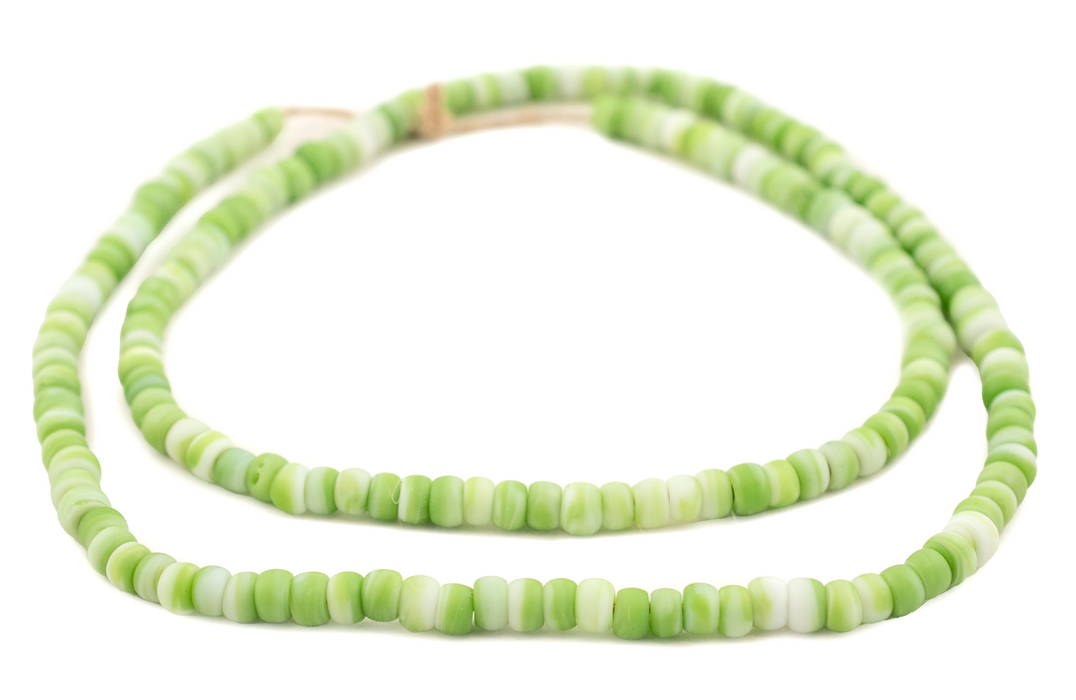 Lime Green & White Swirl Padre Beads (6mm) - The Bead Chest