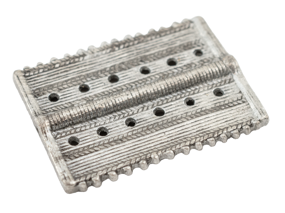Silver Rectangular Dotted Baule Pendant Bead (45x41mm)