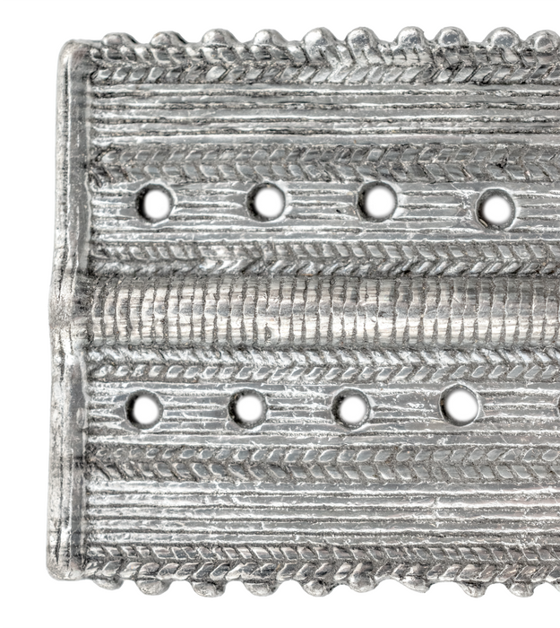 Silver Rectangular Dotted Baule Pendant Bead (45x41mm)