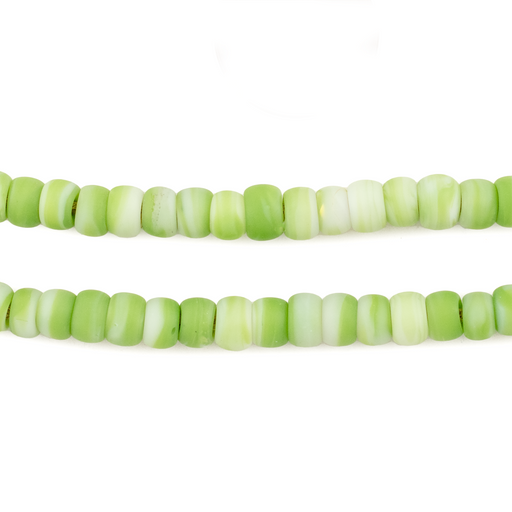 Lime Green & White Swirl Padre Beads (6mm) - The Bead Chest