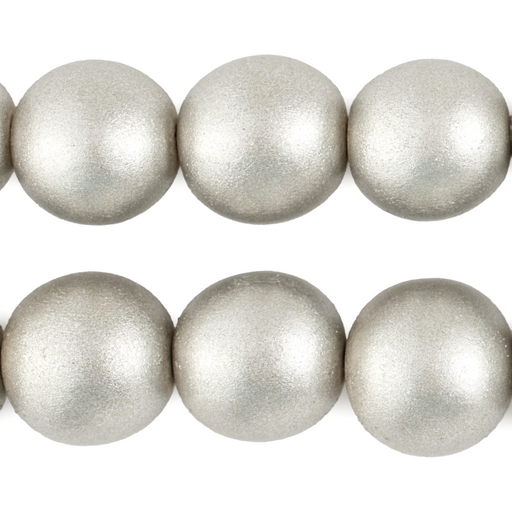 Antiqued Silver Round Natural Wood Beads (20mm)