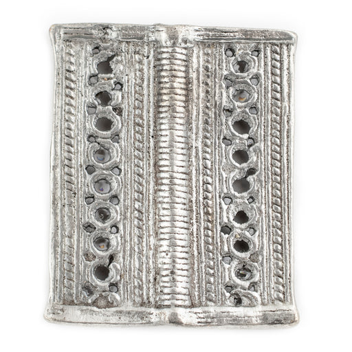 Silver Lattice Rectangular Baule Pendant Bead (45x36mm)