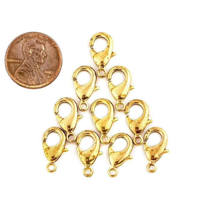 Brass Lobster Clasps (15mm, Set of 100) - The Bead Chest