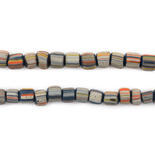 Teal Rainbow Stripe Java Gooseberry Beads
