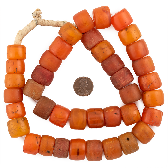 Old Orange Cylinder Tomato Beads