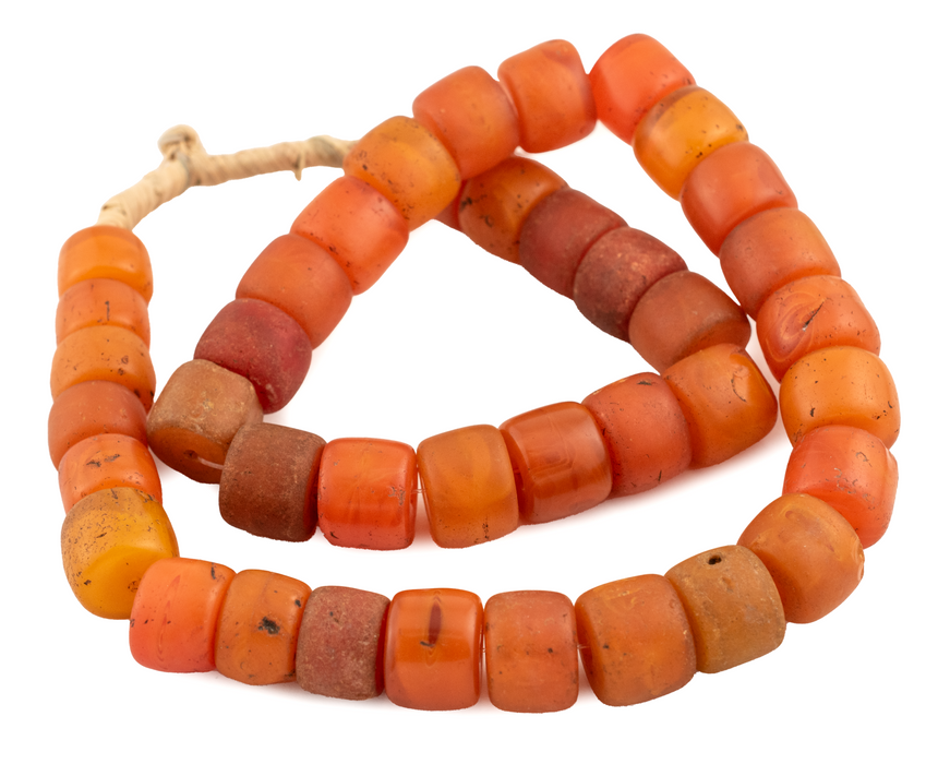 Old Orange Cylinder Tomato Beads