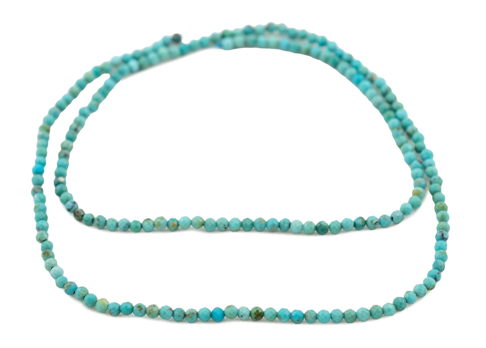 Faceted Round Blue Turquoise Beads (2mm)