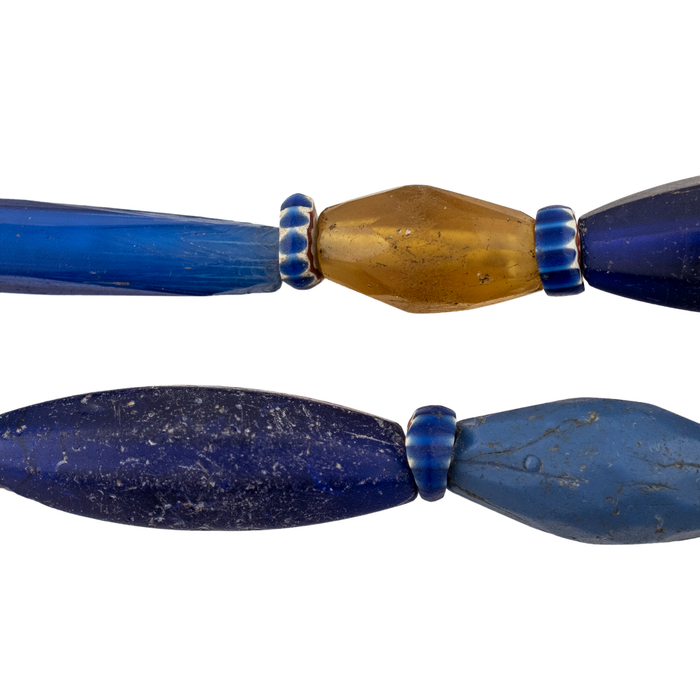 Assorted Antique Russian Blue Elongated Tube Beads #16989
