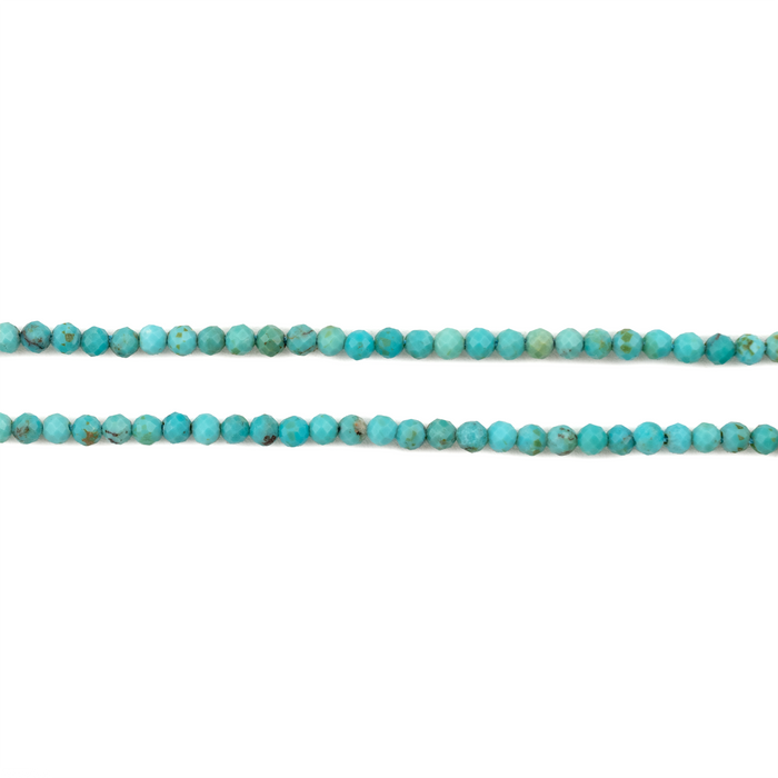 Faceted Round Blue Turquoise Beads (2mm)