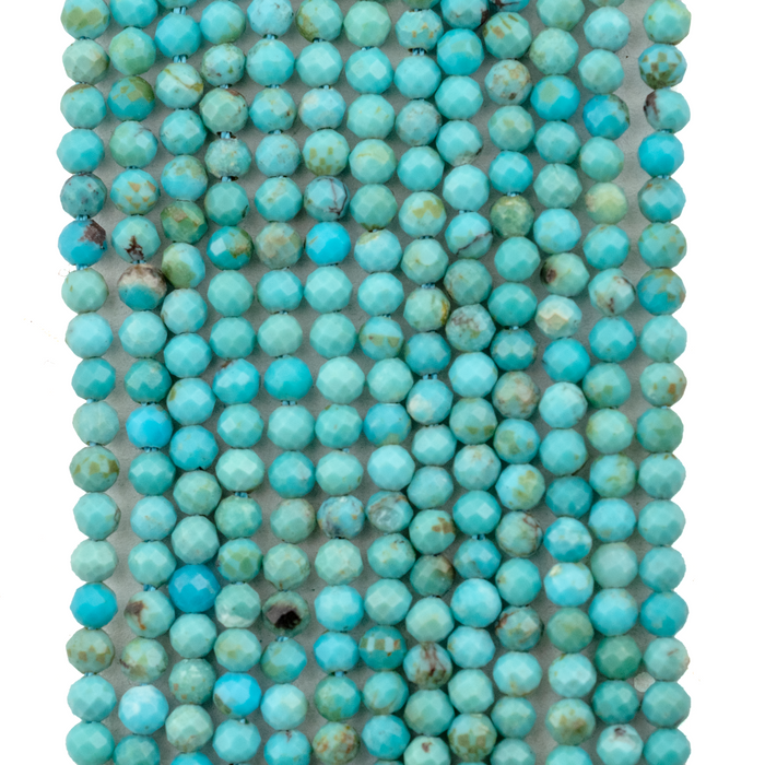 Faceted Round Blue Turquoise Beads (2mm)