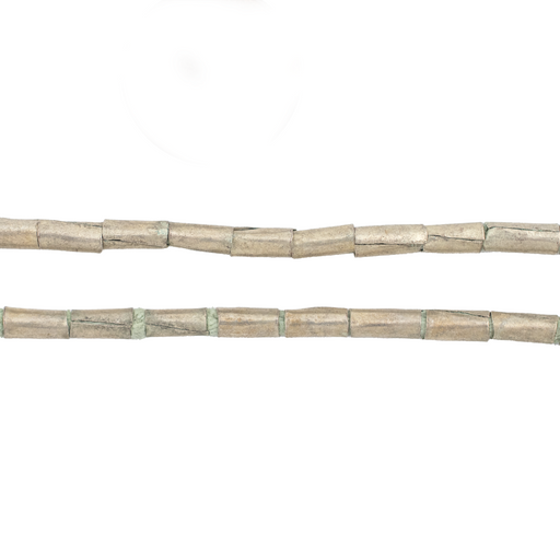 White Metal Tube Ethiopian Beads (7x3mm) - The Bead Chest