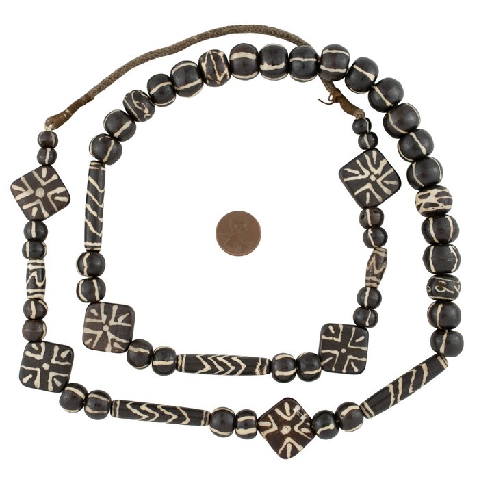 Black Pumket Style Mixed Bone Beads (Long Strand)