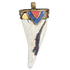 Blue Inlaid Conch Shell Tooth Pendant (73x33mm)
