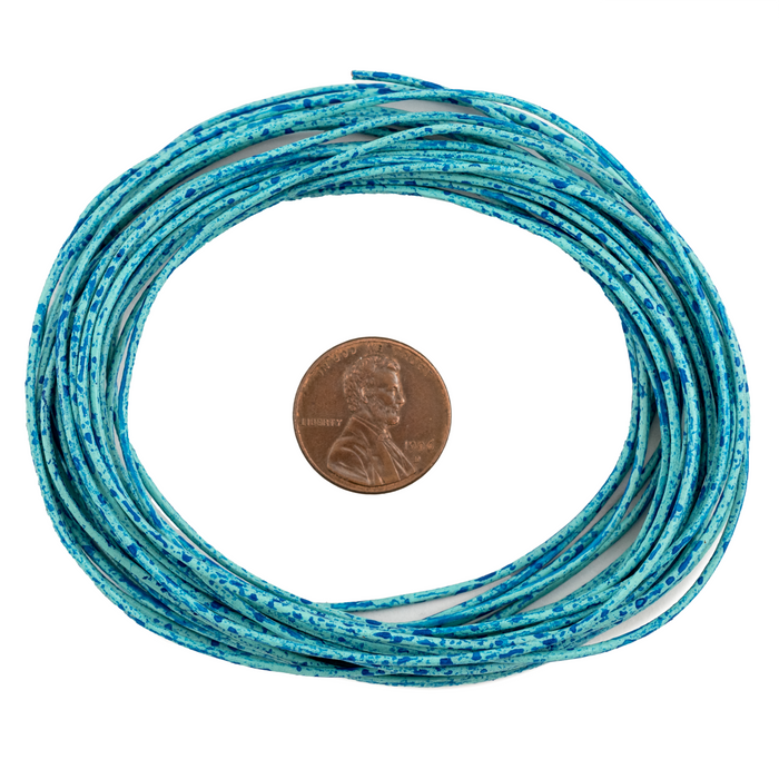 1.0mm Turquoise Speckled Round Leather Cord (15ft)