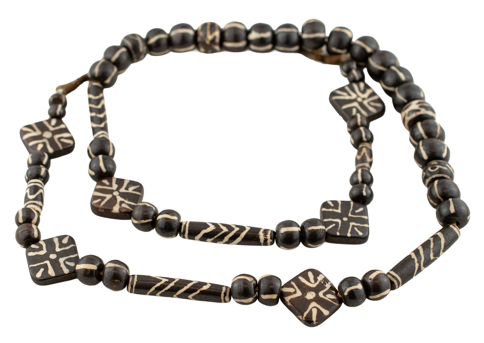Black Pumket Style Mixed Bone Beads (Long Strand)