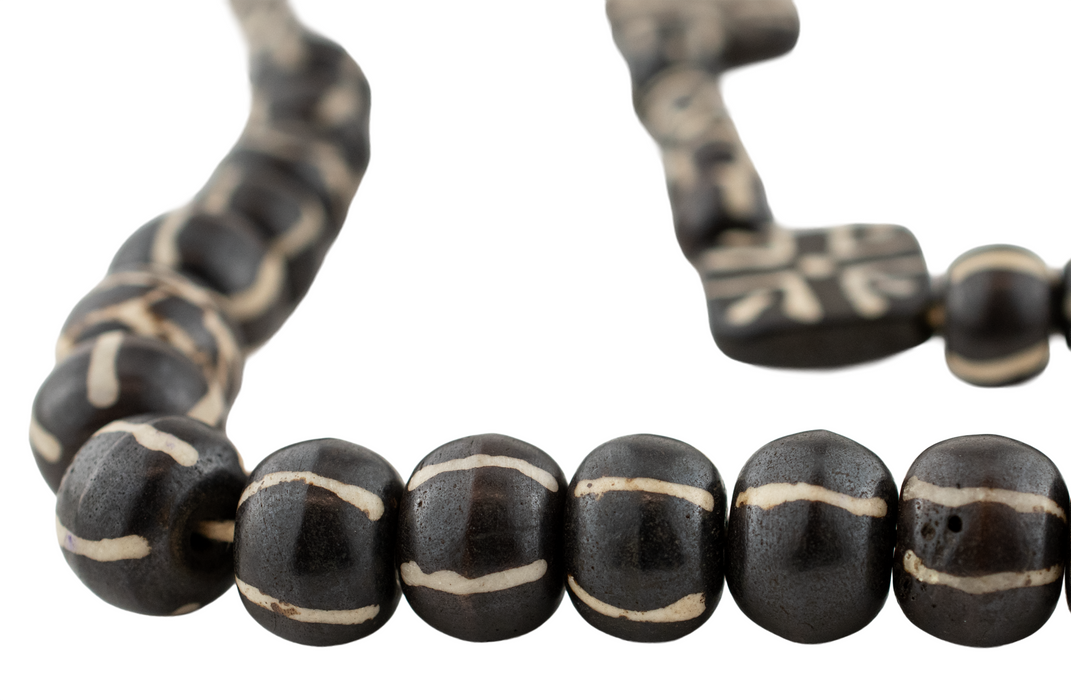 Black Pumket Style Mixed Bone Beads (Long Strand)