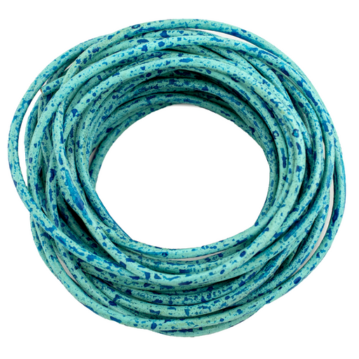 2.5mm Turquoise Speckled Round Leather Cord (15ft)